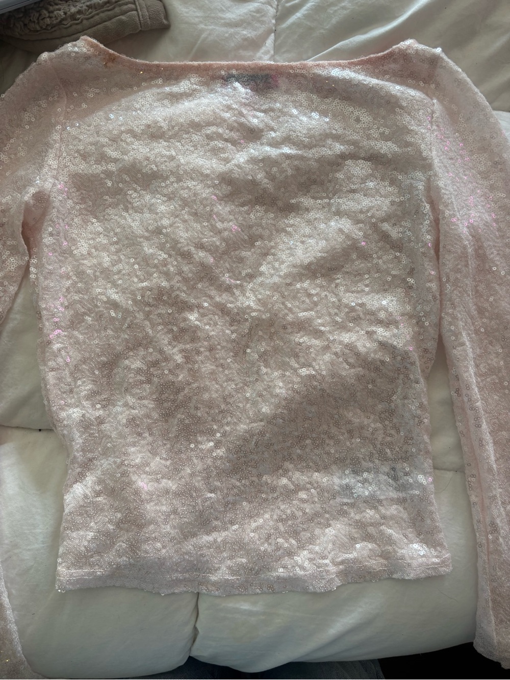 Edikted Pale Pink Sequin Top